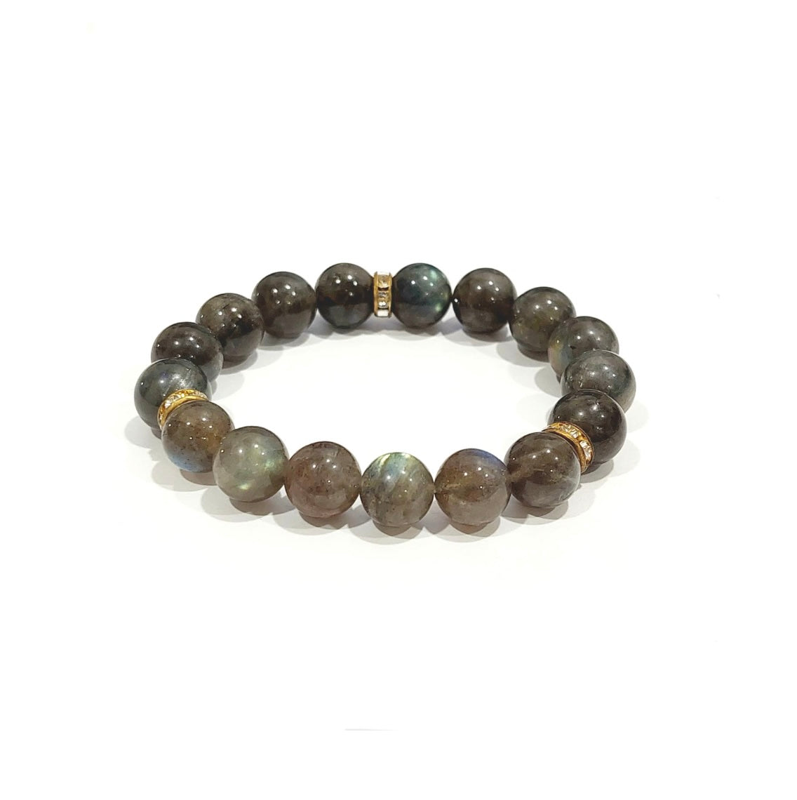 Labradorite Bracelet with Decorative Gold Plated Stoppers Jewelry