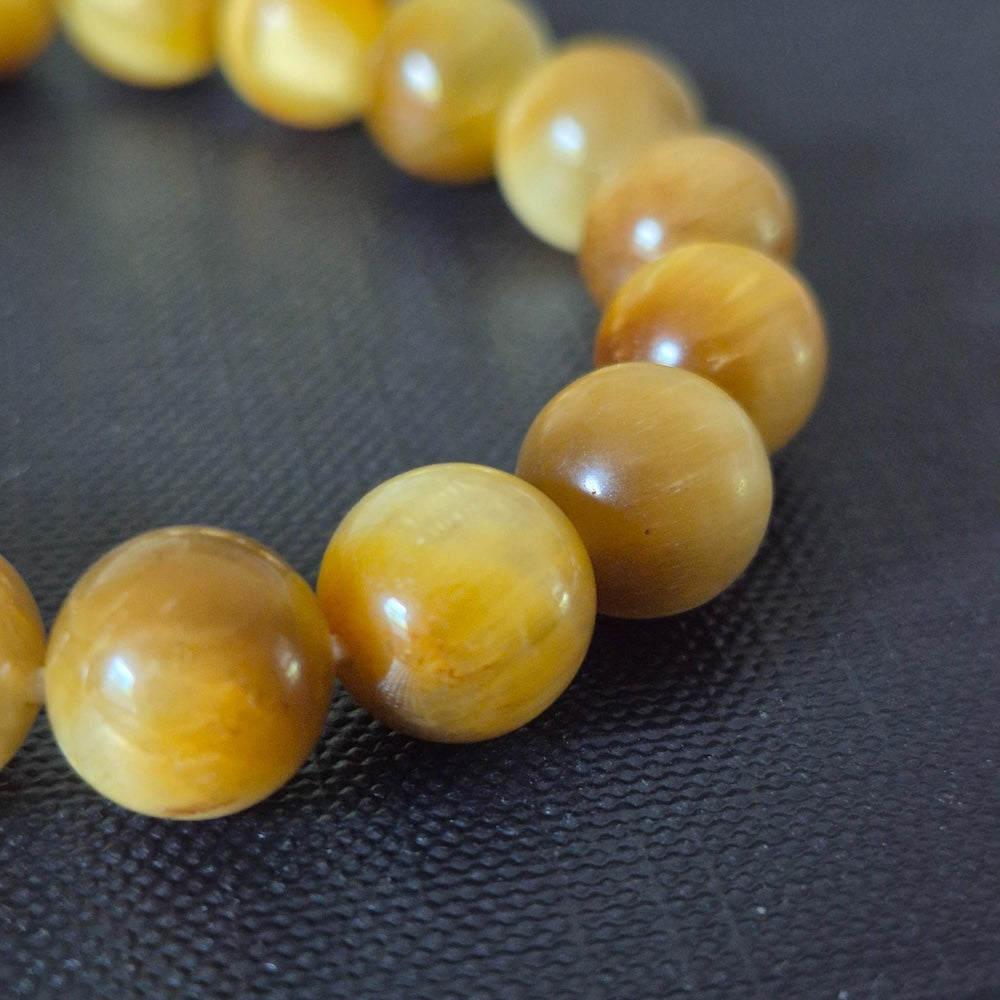 Golden Tiger Eye Bracelet with Decorative 18K Gold Charms, Semiprecious Stone Jewelry