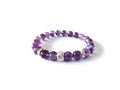 Amethyst Bracelet with Decorative Silver Charm Semiprecious Stone Bracelet