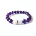 Amethyst and Moonstone Bracelet with Decorative Gold Plated Charm Jewelry
