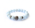 Aquamarine Bracelet with Decorative Silver Charms Jewelry