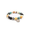 Amazonite Bracelet with Decorative Silver Charms, Semiprecious Stone Jewelry