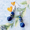Lapis Lazuli Drop Earrings, Semi Precious Stone Drop Earrings Handmade