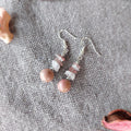 Rhodonite and Rose Quartz Semi-Precious Stone With S925 Silver Ear Hooks Drop Earrings Handmade