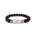 Garnet and Moonstone Bracelet with Decorative S925 Silver Charm, Semiprecious Stone Jewelry