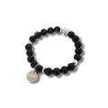 Obsidian Bracelet with S925 Silver Charm, Semiprecious Stone Jewelry