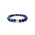 Blue Kyanite Bracelet with Decorative Silver Charms, Semiprecious Stone Jewelry