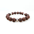 Mahogany Obsidian Bracelet with Decorative Stainless Steel Charms Silver Charm, Semiprecious Stone Jewelry