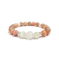 Moonstone Bracelet with Decorative Silver Charms, Semiprecious Stone Jewelry
