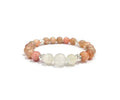 Moonstone Bracelet with Decorative Silver Charms, Semiprecious Stone Jewelry