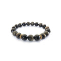 Golden Obsidian Bracelet with Decorative Gold Plated Charm, Semiprecious Stone Jewelry