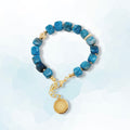 Apatite Natural Crystal Stone Wire Bracelet with Decorative 18K Gold Rhodium Plated Charm