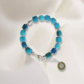 Apatite Natural Crystal Stone Wire Bracelet with Decorative Silver Rhodium Plated Charm