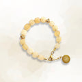 Lemon Quartz Natural Crystal Stone Wire Bracelet with Decorative 18K Gold Plated Charm