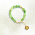 Peridot Natural Crystal Stone Wire Bracelet with Decorative 18K Gold Plated Charm