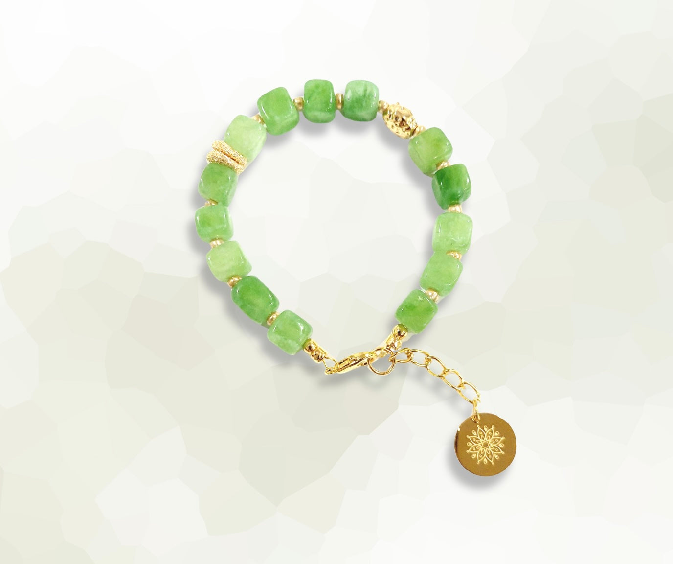 Peridot Natural Crystal Stone Wire Bracelet with Decorative 18K Gold Plated Charm