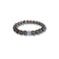 Smoky Quartz Bracelet with Decorative Silver Charm, Semiprecious Stone Jewelry