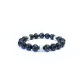 Deep Blue Tiger's eye Bracelet with Decorative Silver Charms, Semiprecious Stone Jewelry
