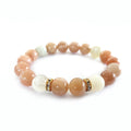 Moonstone Bracelet with Decorative Gold Plated Charms, Semiprecious Stone Jewelry